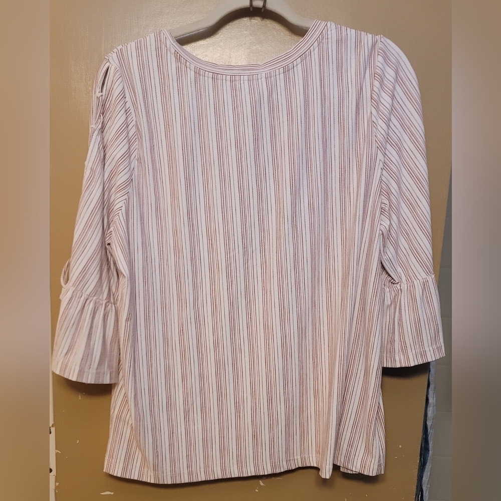 Lucky Brand, New Directions Rose and White Striped Blouse - Picture 6 of 6